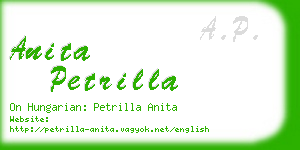 anita petrilla business card